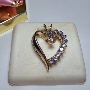 .75cttw Natural Tanzanite dimensional 10Kt Yellow Gold JCR Heart Pendant #16595